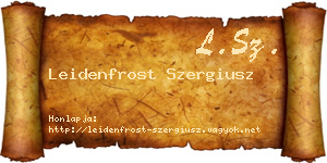 Leidenfrost Szergiusz névjegykártya